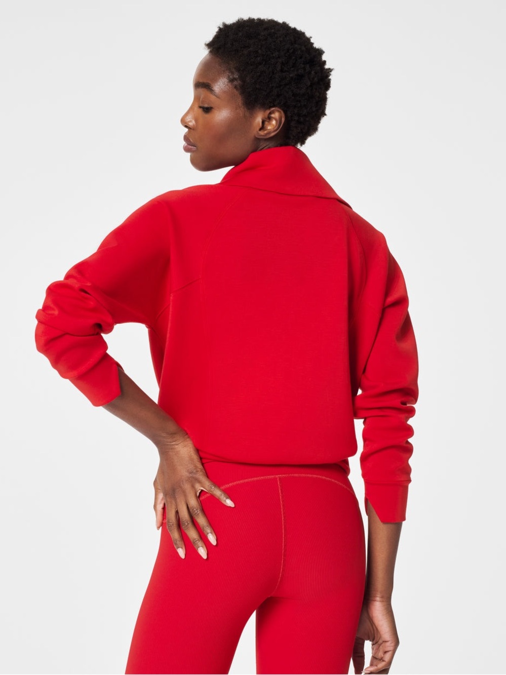 Spanx Air Essentials Half Zip Red Pullover Sweatshirt - Picture 2 of 8